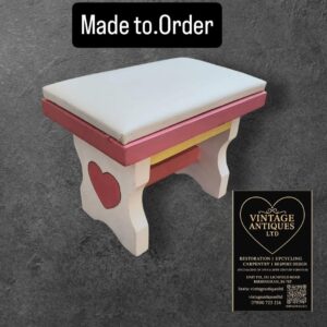 Bespoke Handmade Upholstered Footstool – Heart Detail Copy