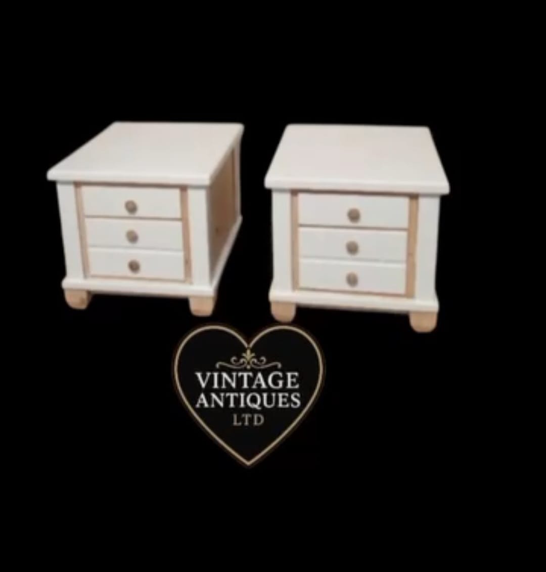 Pair of Bespoke Matching, Restored & Upcycled Solid Wood Side / Hall Units