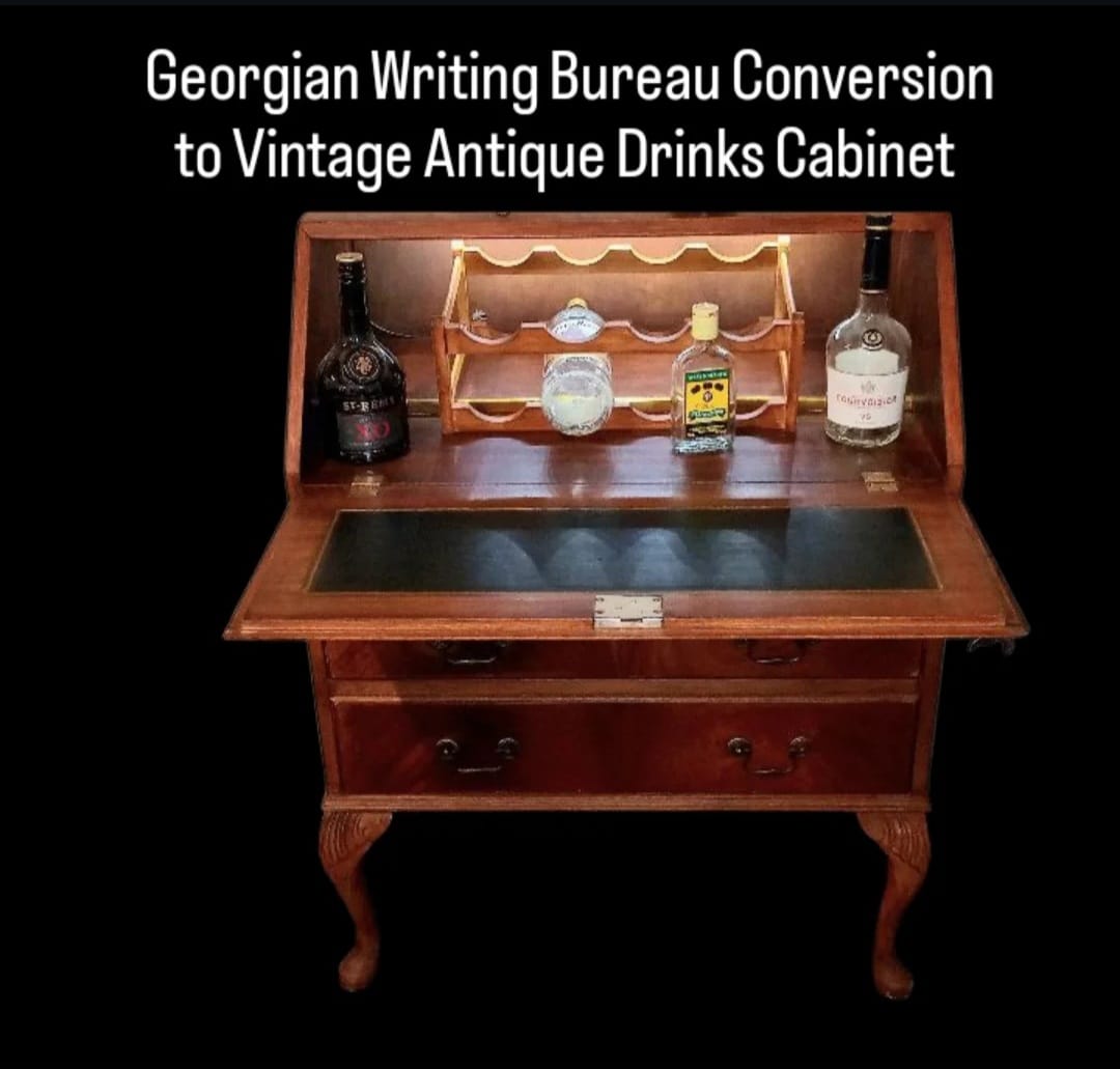 Georgian Writing Bureau Converted to Antique Drinks Cabinet