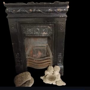 Victorian Cast Iron Fireplace Insert with Decorative Surround