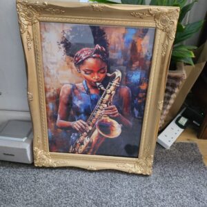 Contemporary Jazz Saxophonist – Framed Art Print in Ornate Gold Frame Copy