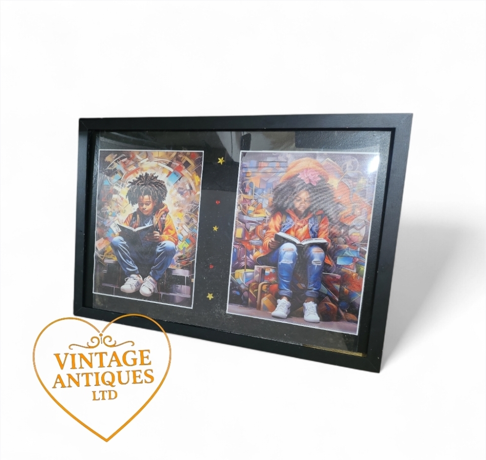 Contemporary Urban Art – Framed Dual Print, Children Reading