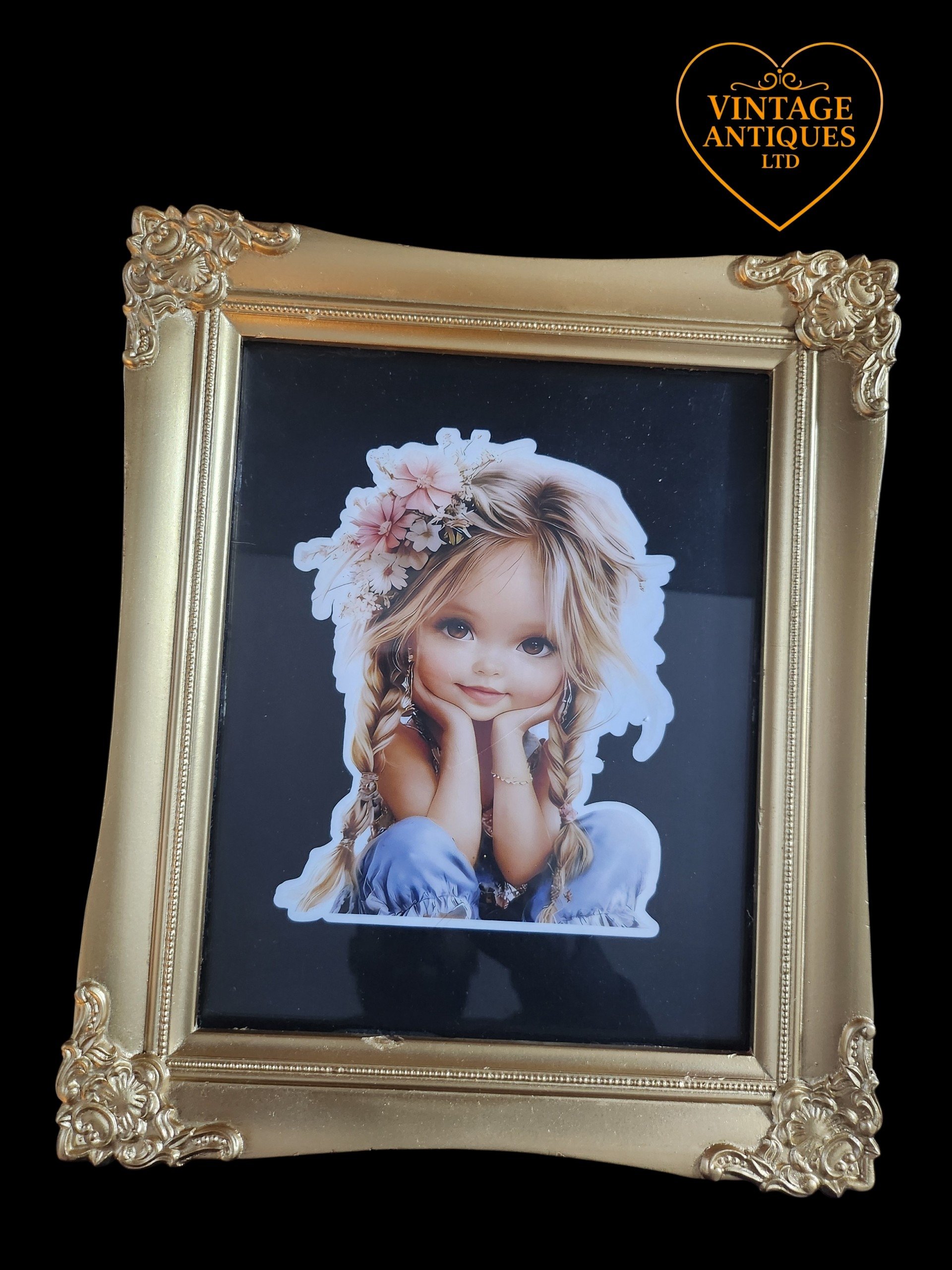 Gold Ornate Framed Girls Bedroom.Wall Art