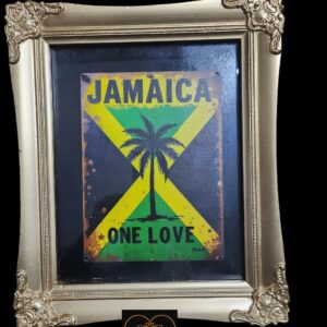 Gold Ornate Framed Jamaica One Love Wall Art